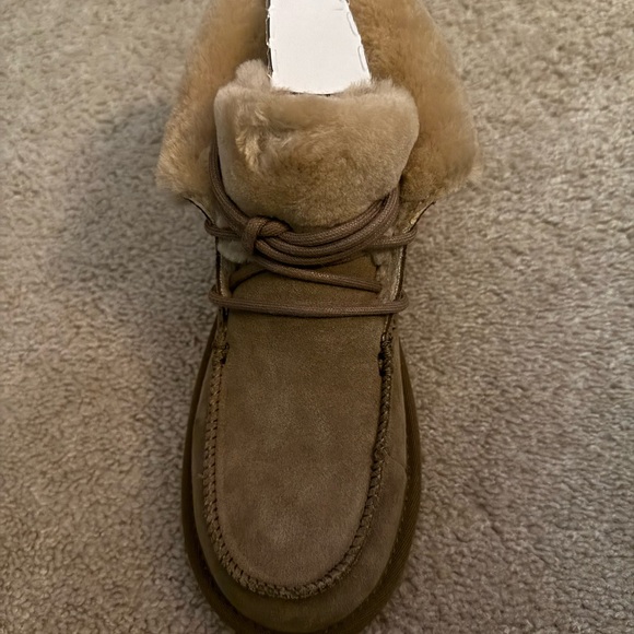 UGG Tan Suede Ankle Boots with Shearling - Picture 7 of 7